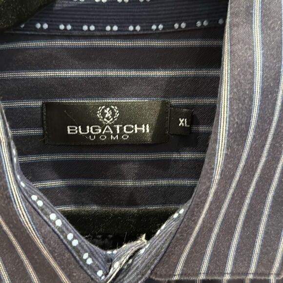 BUGATCHI Uomo size Xl dress shirt - check out the sleeve cuff design! Navy blue - Picture 5 of 8
